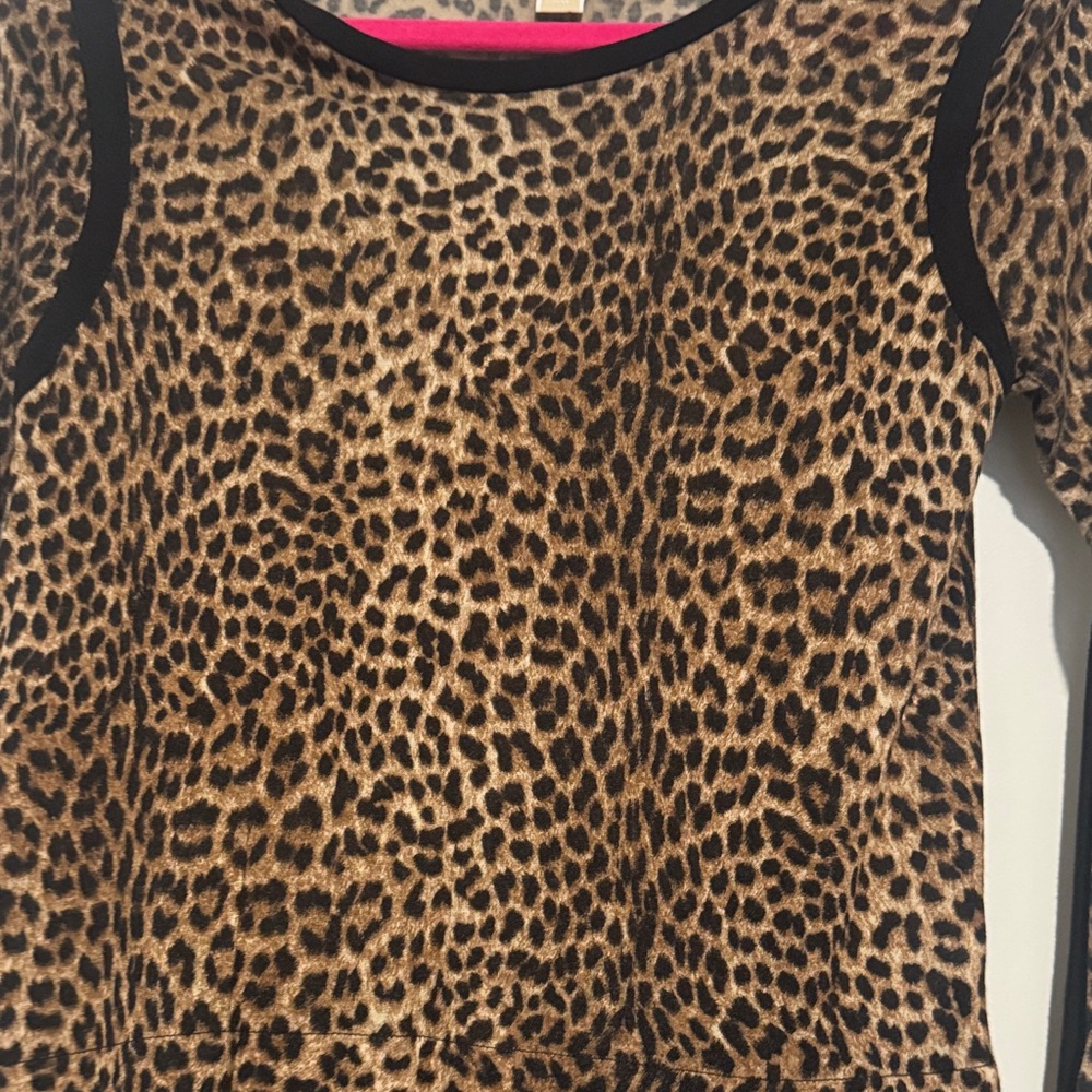 MICHAEL Michael Kors Leopard Print Top with Black Trim